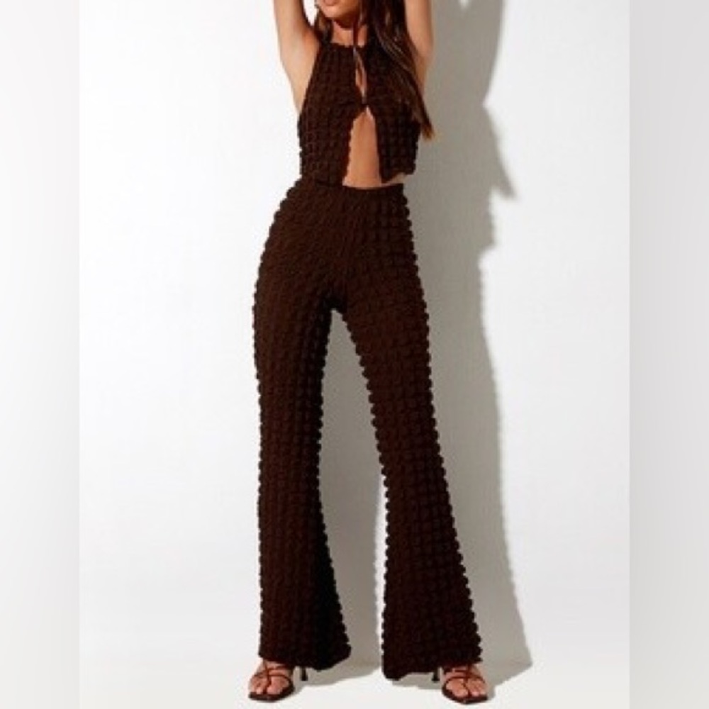 NWT MOTEL brown bubble top & pants set